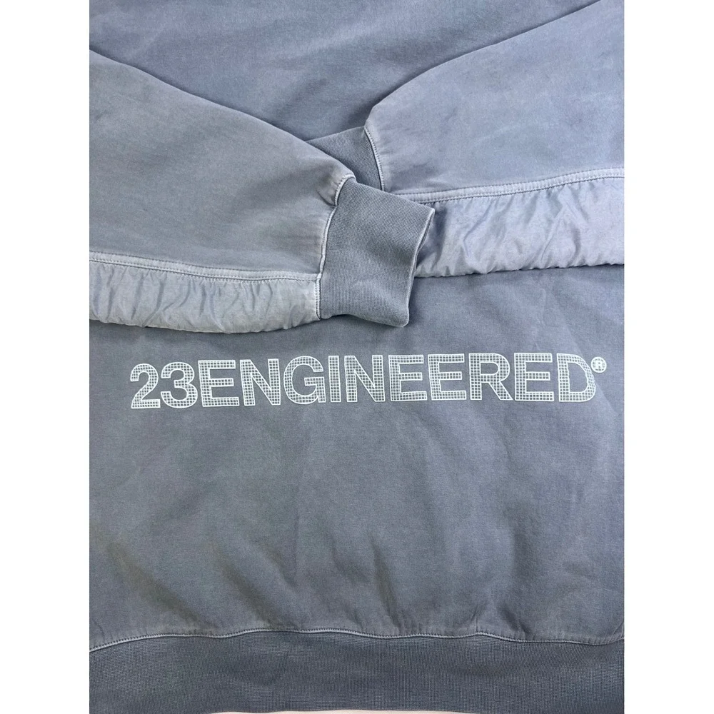 Jordan 23 Engineered Hoodie Mens Large Blue Grey 1/4 Zip Mixed Media Pullover